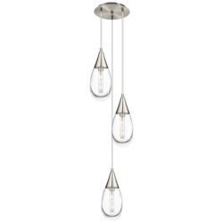 Newton Bell 22.13&quot;W 9 Light Brushed Nickel Multi Pendant w/ White Shad
