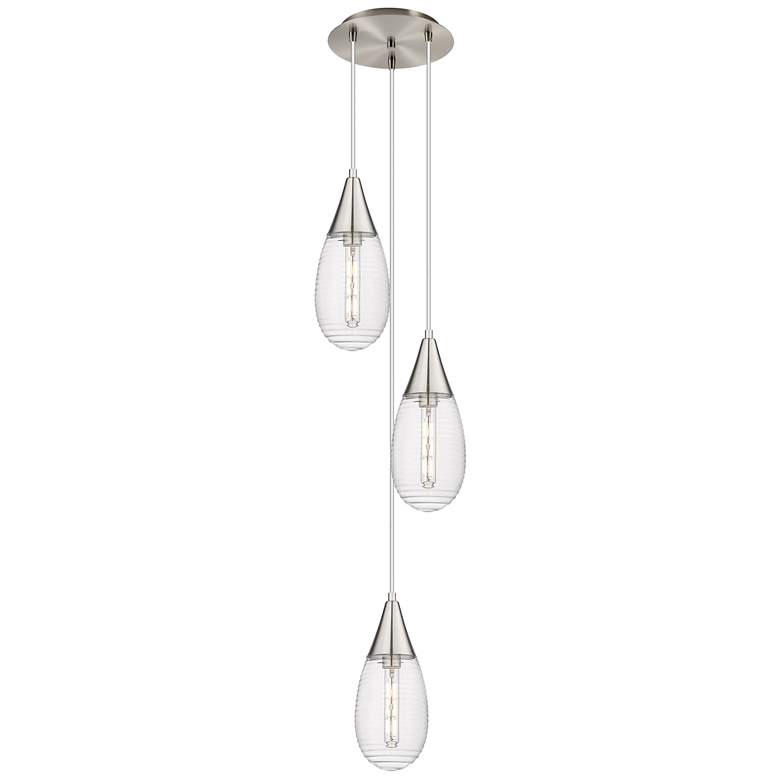 Image 1 Newton Bell 22.13"W 9 Light Matte Black Multi Pendant w/ Light Smoke S