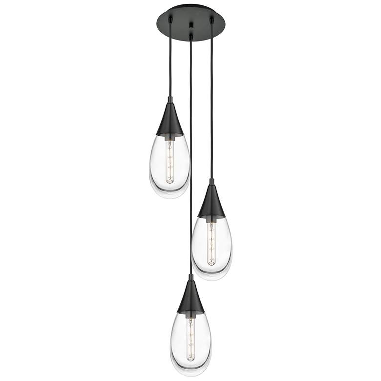 Image 1 Newton Bell 22.13"W 9 Light Polished Nickel Multi Pendant w/ Clear Sha