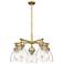 Newton Bell 26"W 5 Light Brushed Brass Stem Hung Chandelier w/ Clear S