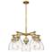 Newton Bell 26"W 5 Light Brushed Brass Stem Hung Chandelier w/ Seedy S