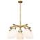 Newton Bell 26"W 5 Light Brushed Brass Stemmed Chandelier w/ White Sha