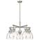 Newton Bell 26"W 5 Light Satin Nickel Stem Hung Chandelier With Clear 