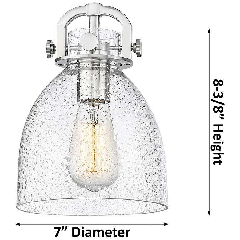 Image 2 Newton Bell 26"W 6 Light Brushed Brass Stem Chandelier With Seedy Shade more views