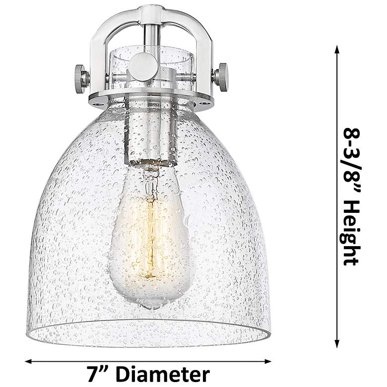 Image 2 Newton Bell 26"W 6 Light Nickel Stem Arch Chandelier With Seedy Shade more views