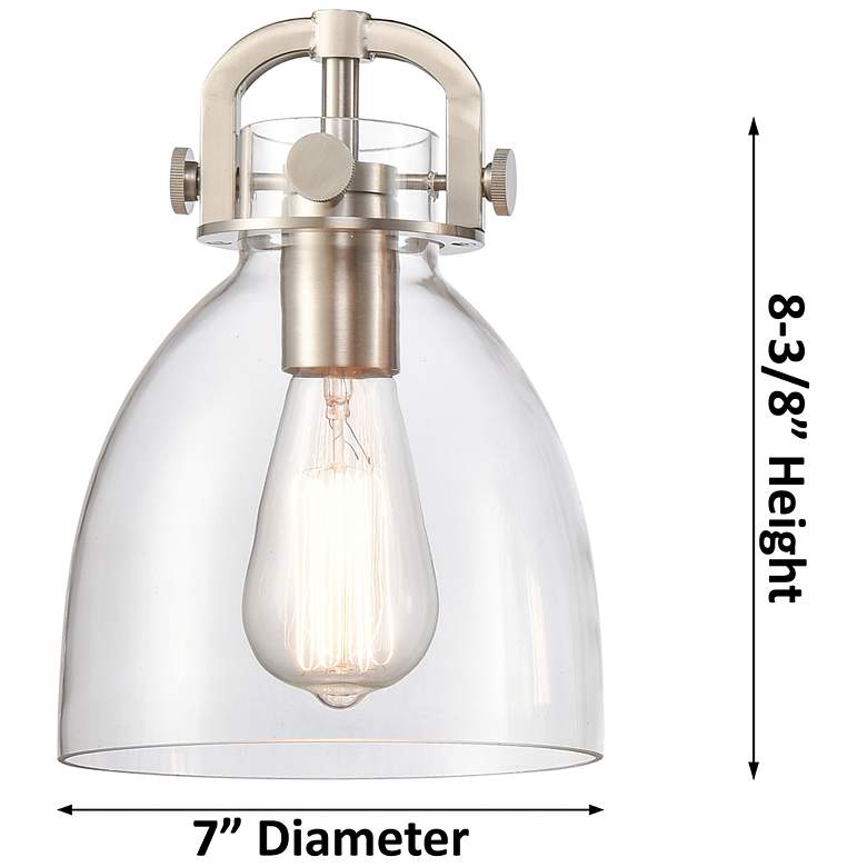 Image 2 Newton Bell 26"W 6-Lt Satin Nickel Stem Arch Chandelier w/ Seedy Shade more views