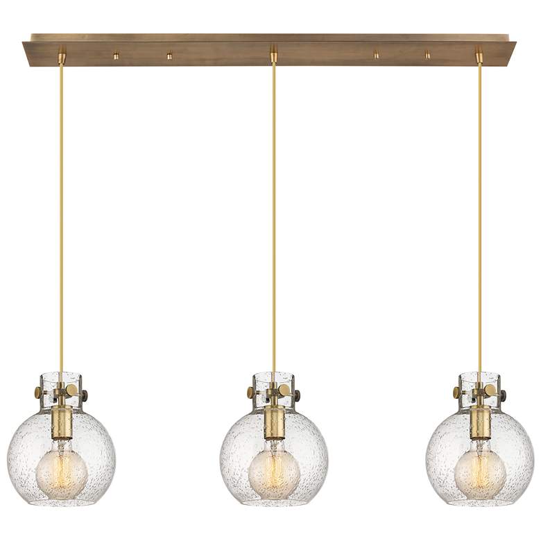 Image 1 Newton Bell 27.25"W 12 Light Brushed Brass Multi Pendant w/ Smoke Shad