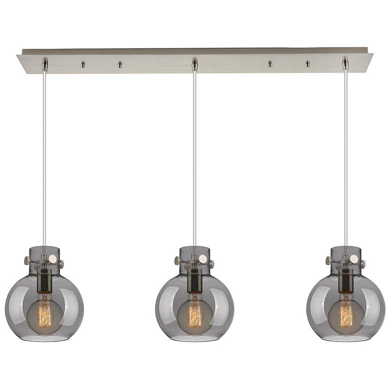 Image 1 Newton Bell 27.25"W 12 Light Brushed Nickel Multi Pendant w/ Seedy Sha