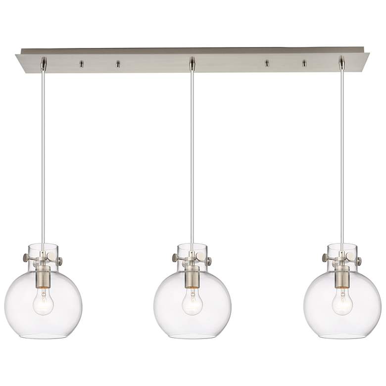 Image 1 Newton Bell 27.25"W 12 Light Brushed Nickel Multi Pendant w/ Smoke Sha
