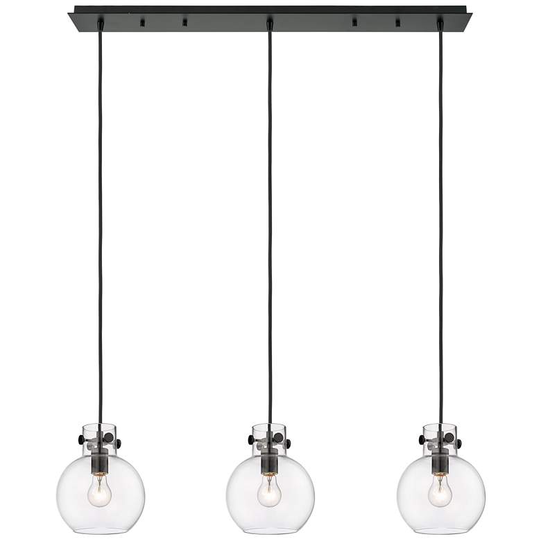 Image 1 Newton Bell 27.25"W 12 Light Polished Nickel Multi Pendant w/ Clear Sh