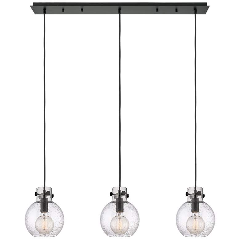 Image 1 Newton Bell 27.25"W 12 Light Polished Nickel Multi Pendant w/ Seedy Sh