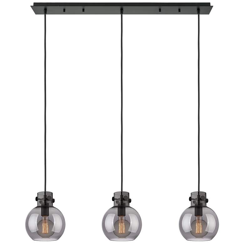 Image 1 Newton Bell 27.25"W 12 Light Polished Nickel Multi Pendant w/ Smoke Sh