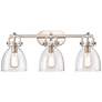 Newton Bell 27" Wide 3 Light Satin Nickel Bath Light With Clear Shade