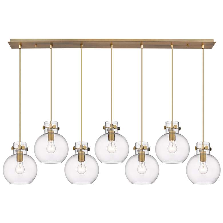 Image 1 Newton Bell 39.75" Wide 5 Light Matte Black Linear Pendant With Clear
