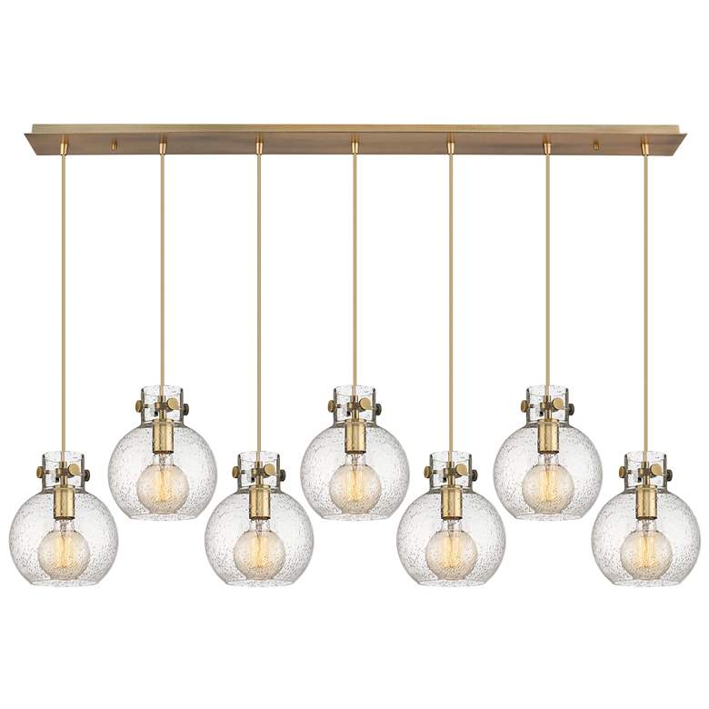 Image 1 Newton Bell 39.75" Wide 5 Light Matte Black Linear Pendant With White