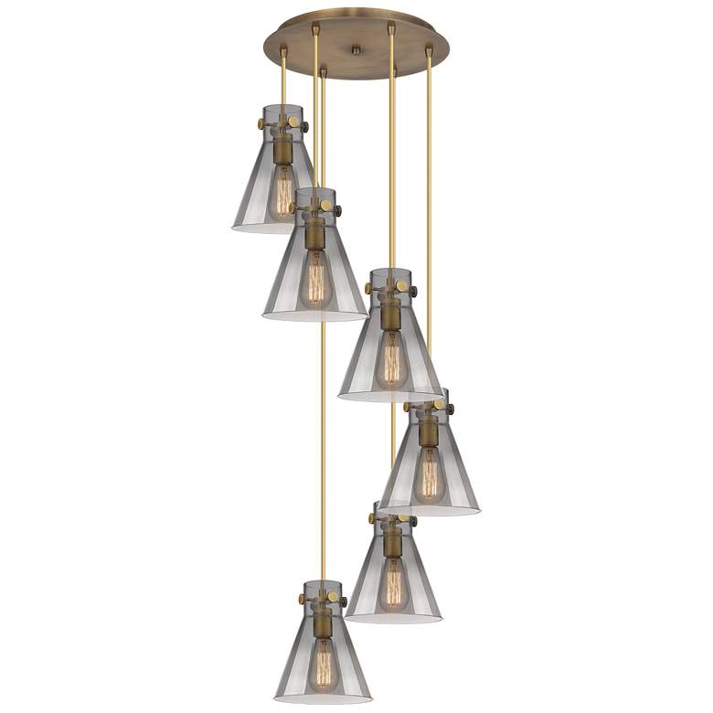 Image 1 Newton Bell 39.75"W 3 Light Brushed Nickel Linear Pendant w/ Seedy Sha