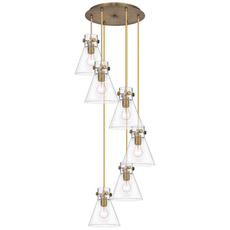 Image 1 Newton Bell 39.75"W 3 Light Brushed Nickel Linear Pendant w/ Smoke Sha