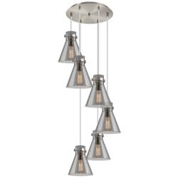 Newton Bell 39.75"W 3 Light Polished Nickel Linear Pendant w/ Smoke Sh