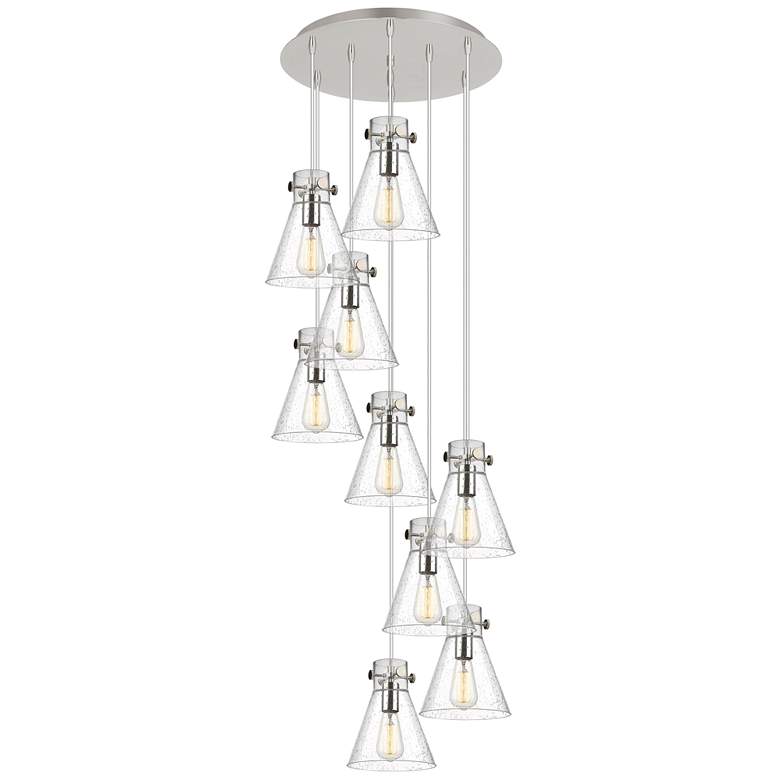 Image 1 Newton Bell 39.75"W 5 Light Brushed Brass Linear Pendant w/ Smoke Shad