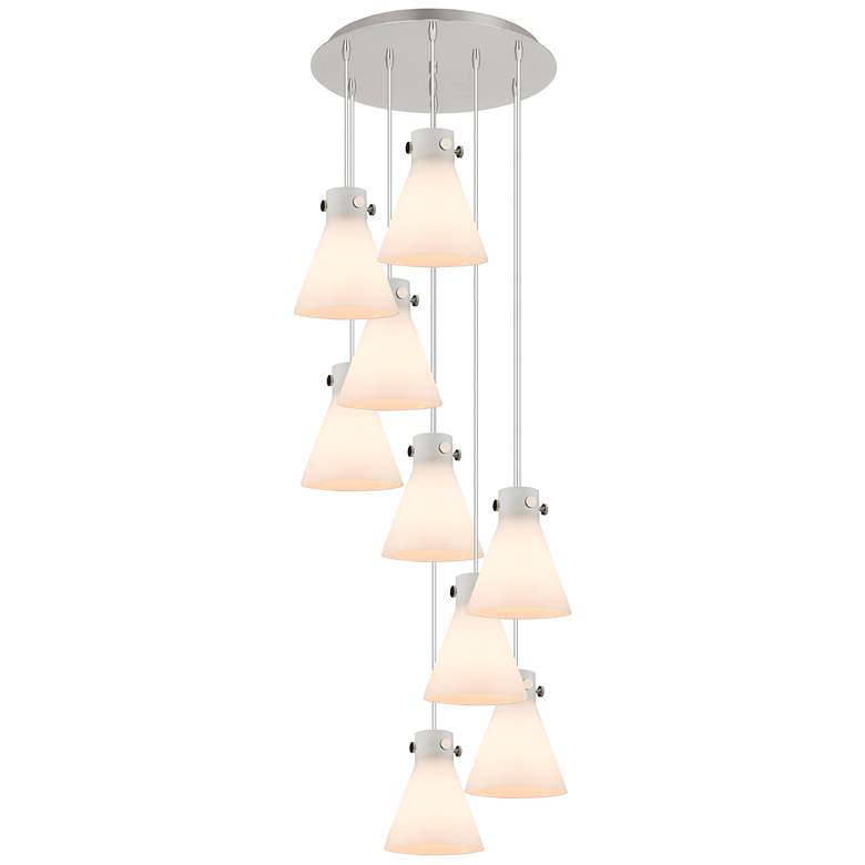 Image 1 Newton Bell 39.75"W 5 Light Brushed Nickel Linear Pendant w/ Clear Sha