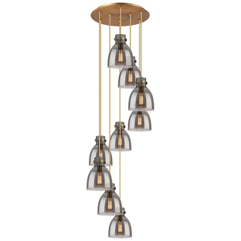 Image 1 Newton Bell 39.75"W 5 Light Brushed Nickel Linear Pendant w/ Seedy Sha