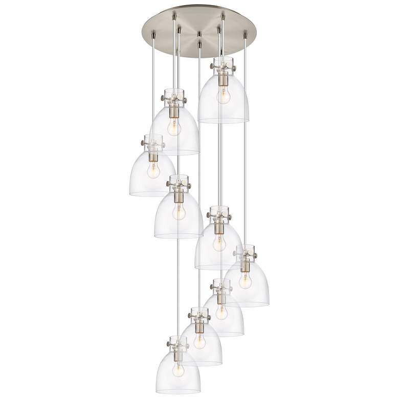 Image 1 Newton Bell 39.75"W 5 Light Polished Nickel Linear Pendant w/ Clear Sh