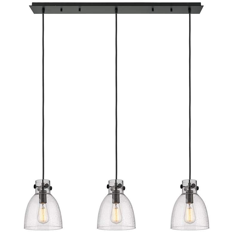 Image 1 Newton Bell 39 3/4" Wide Matte Black 3-Light Linear Pendant