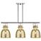 Newton Bell 42"W 3 Light Nickel Stem Island Light w/ Mercury Shade