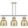 Newton Bell 42"W 3-Lt Satin Nickel Stem Arch Island-Lt w/ Mercury Shade