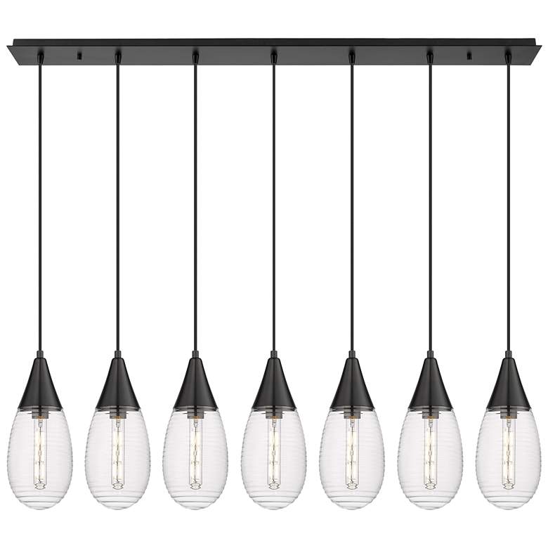 Image 1 Newton Bell 51.75" Wide 7 Light Brushed Brass Linear Pendant w/ Clear