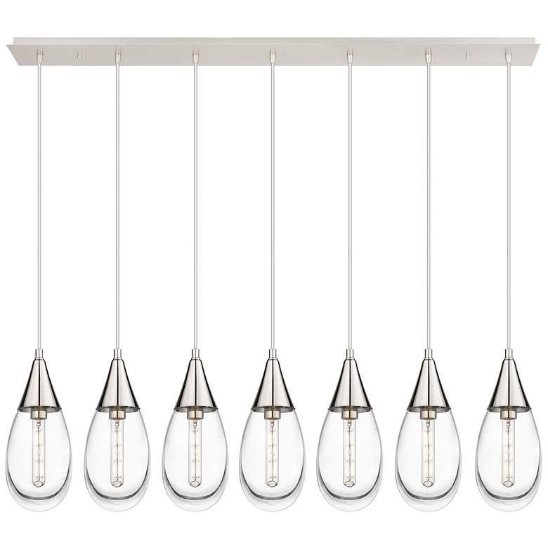 Image 1 Newton Bell 51.75" Wide 7 Light Brushed Brass Linear Pendant w/ Seedy