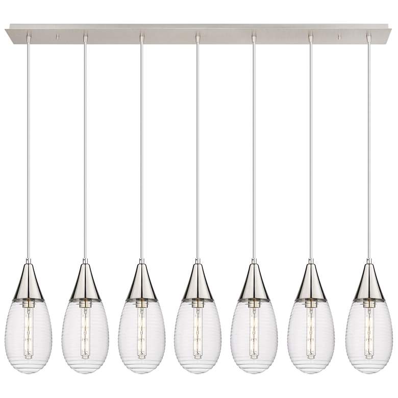 Image 1 Newton Bell 51.75" Wide 7 Light Brushed Brass Linear Pendant w/ White