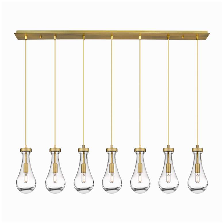 Image 1 Newton Bell 51.75" Wide 7 Light Matte Black Linear Pendant With Clear