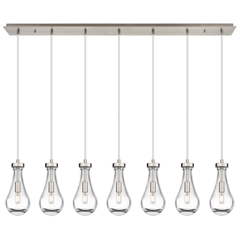 Image 1 Newton Bell 51.75" Wide 7 Light Matte Black Linear Pendant With White