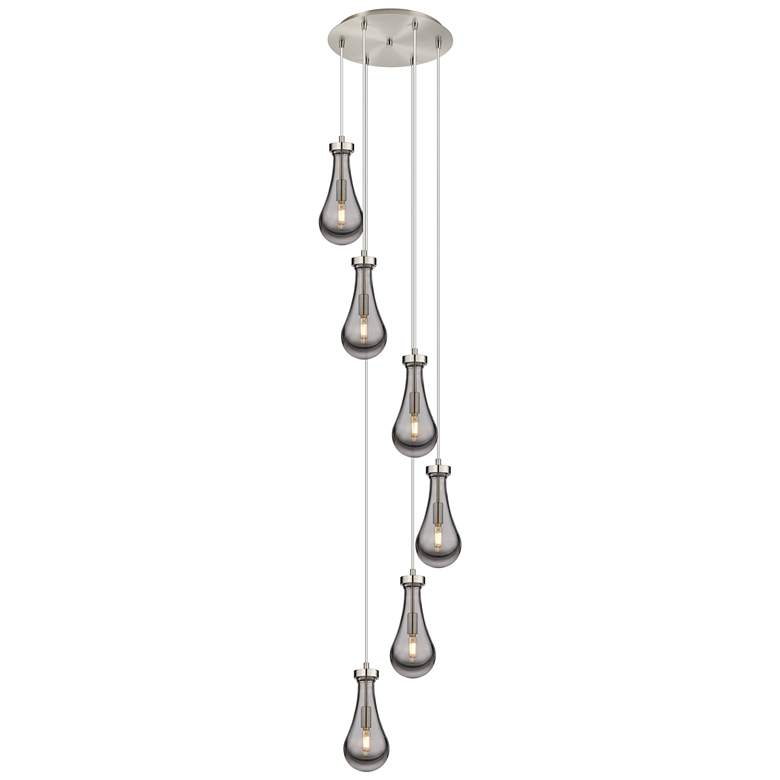 Image 1 Newton Bell 51.75"W 4 Light Brushed Nickel Linear Pendant w/ Clear Sha