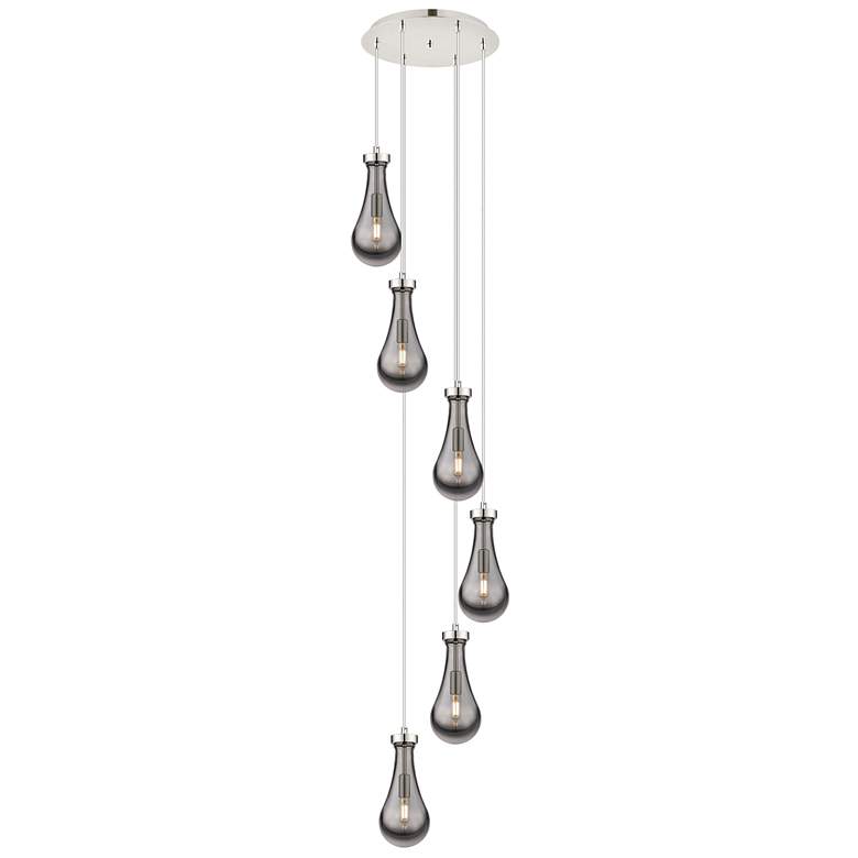 Image 1 Newton Bell 51.75"W 4 Light Matte Black Linear Pendant w/ Light Smoke