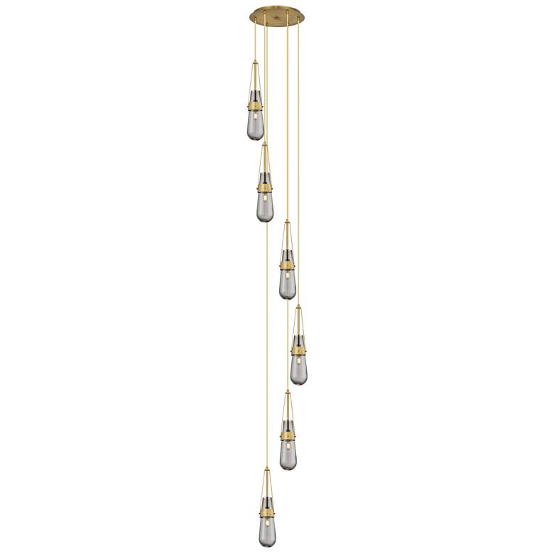 Image 1 Newton Bell 51.75"W 4 Light Polished Nickel Linear Pendant w/ Smoke Sh