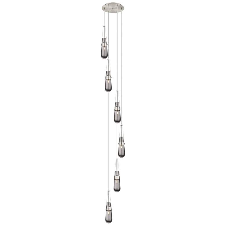 Image 1 Newton Bell 51.75"W 4 Light Polished Nickel Linear Pendant w/ White Sh