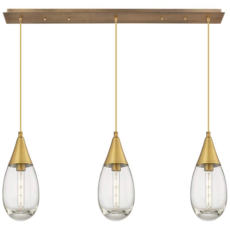 Image 1 Newton Bell 51.75"W 7 Light Brushed Nickel Linear Pendant w/ Smoke Sha