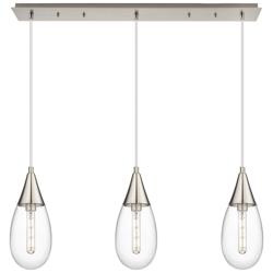 Newton Bell 51.75&quot;W 7 Light Brushed Nickel Linear Pendant w/ White Sha