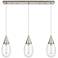 Newton Bell 51.75"W 7 Light Brushed Nickel Linear Pendant w/ White Sha