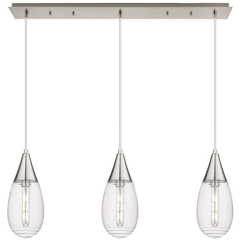 Image 1 Newton Bell 51.75"W 7 Light Matte Black Linear Pendant w/ Light Smoke