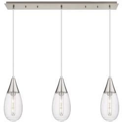Newton Bell 51.75"W 7 Light Matte Black Linear Pendant w/ Light Smoke