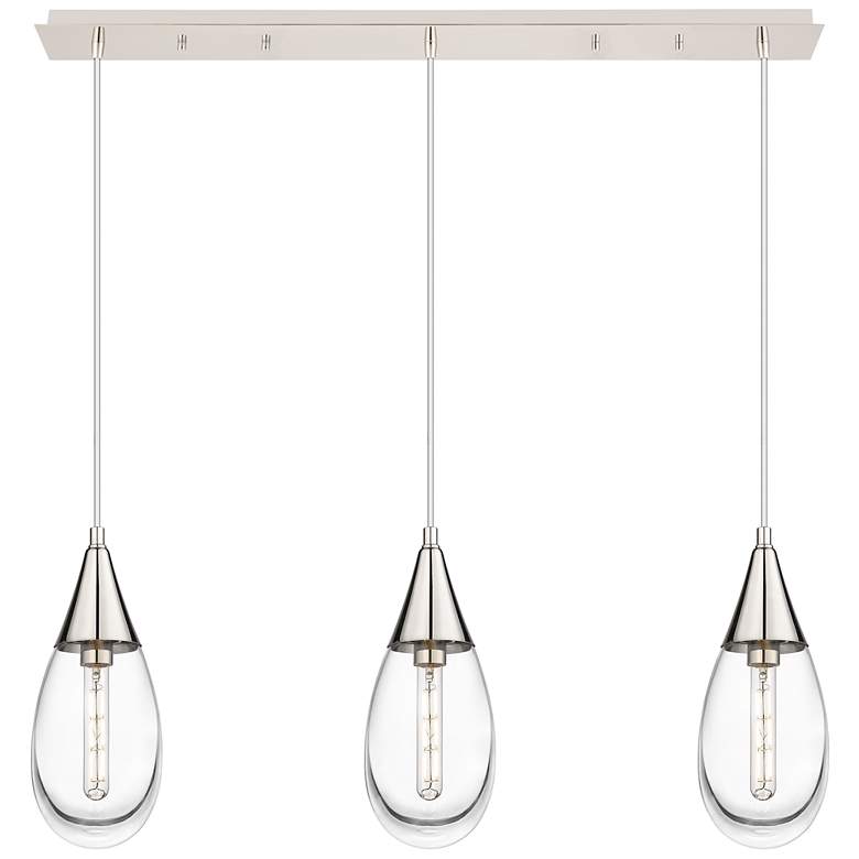 Image 1 Newton Bell 51.75"W 7 Light Polished Nickel Linear Pendant w/ Seedy Sh