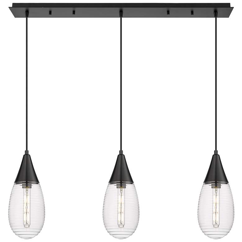 Image 1 Newton Bell 51.75"W 7 Light Polished Nickel Linear Pendant w/ Smoke Sh