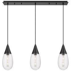 Newton Bell 51.75"W 7 Light Polished Nickel Linear Pendant w/ Smoke Sh