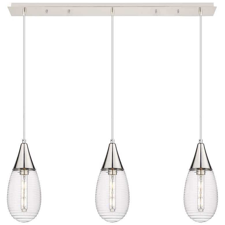 Image 1 Newton Bell 51.75"W 7 Light Polished Nickel Linear Pendant w/ White Sh