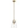 Newton Bell 8" Brushed Brass Stem Hung Mini Pendant