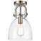 Newton Bell 8" LED Flush Mount - Brushed Satin Nickel - Clear Shade