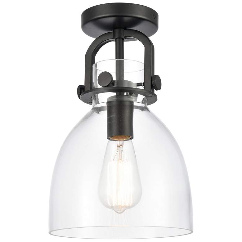 Image 1 Newton Bell 8" LED Flush Mount - Matte Black - Clear Shade